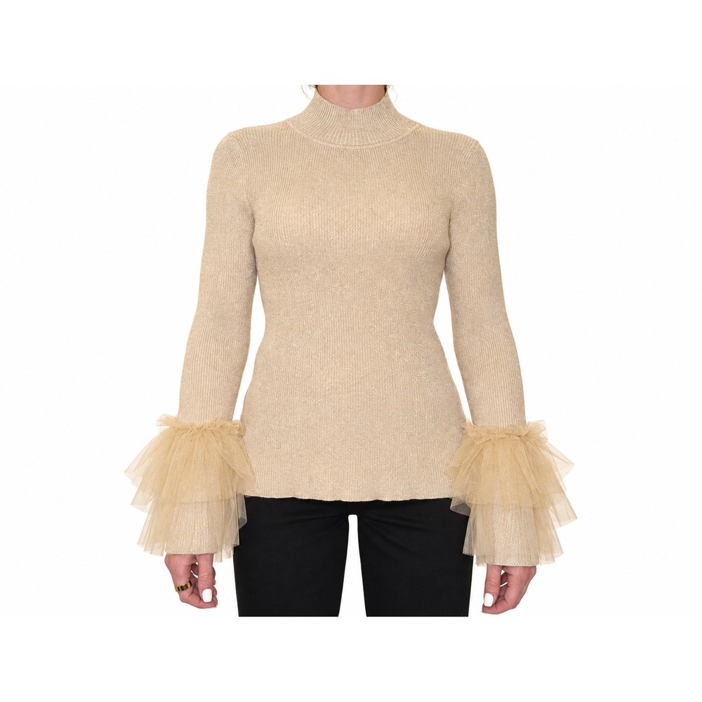 Vince Camuto Sweater with Tulle Ruffle Cuffs